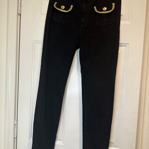 Robin's Jean Black Skinny Jeans with Gold Details